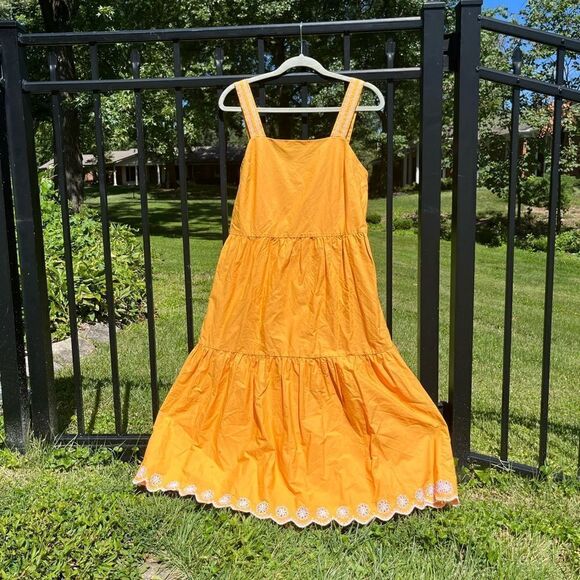 J Crew Embroidered Scallop Tiered Dress - Picture 2 of 12